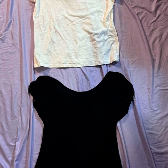 TWO Mixed Brands Short Sleeve Blouse Tops, SIZE LARGE (1 White & 1 Black) - Picture 2 of 9